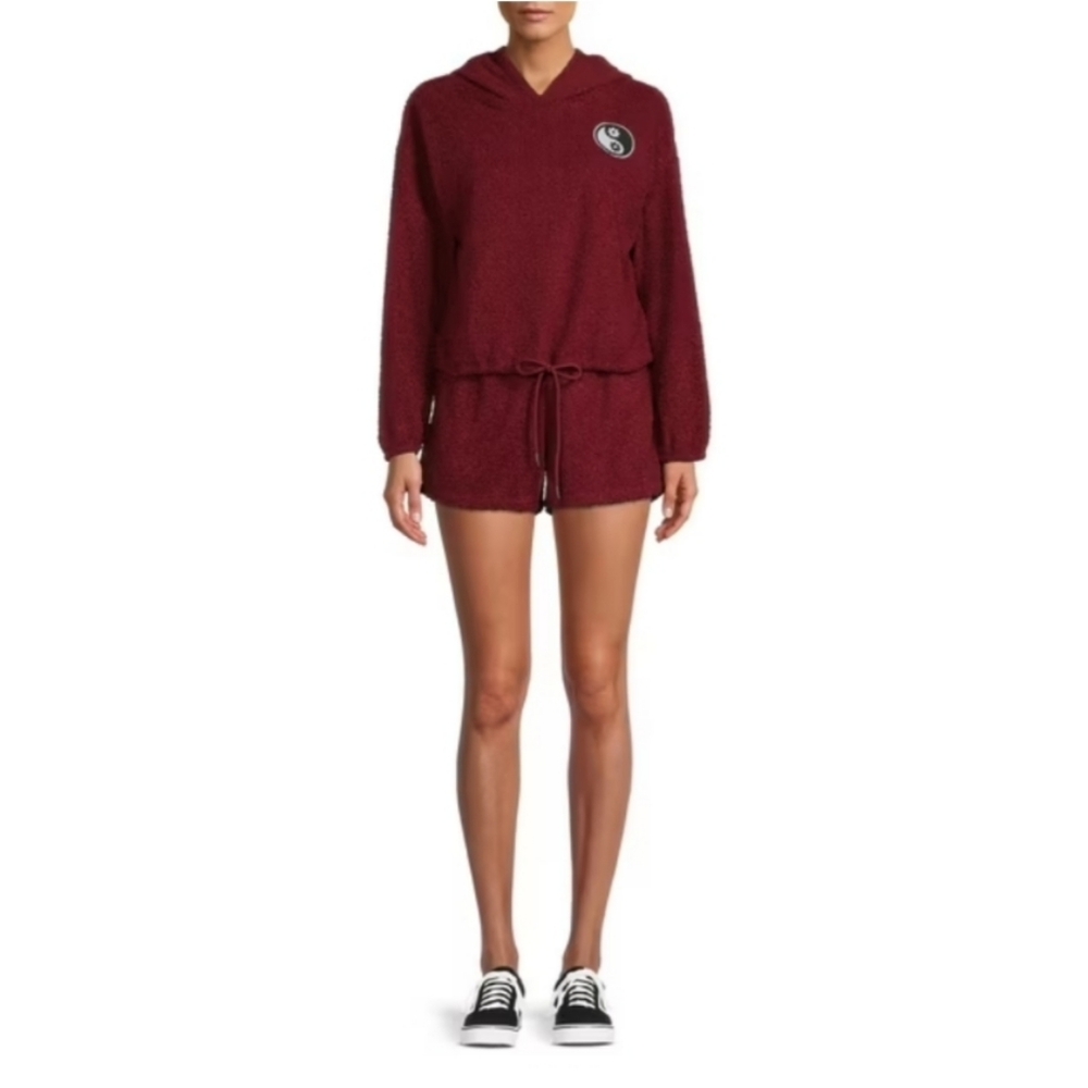 No Boundaries | Teddy Hoodie and Shorts Lounge Set, 2-Piece